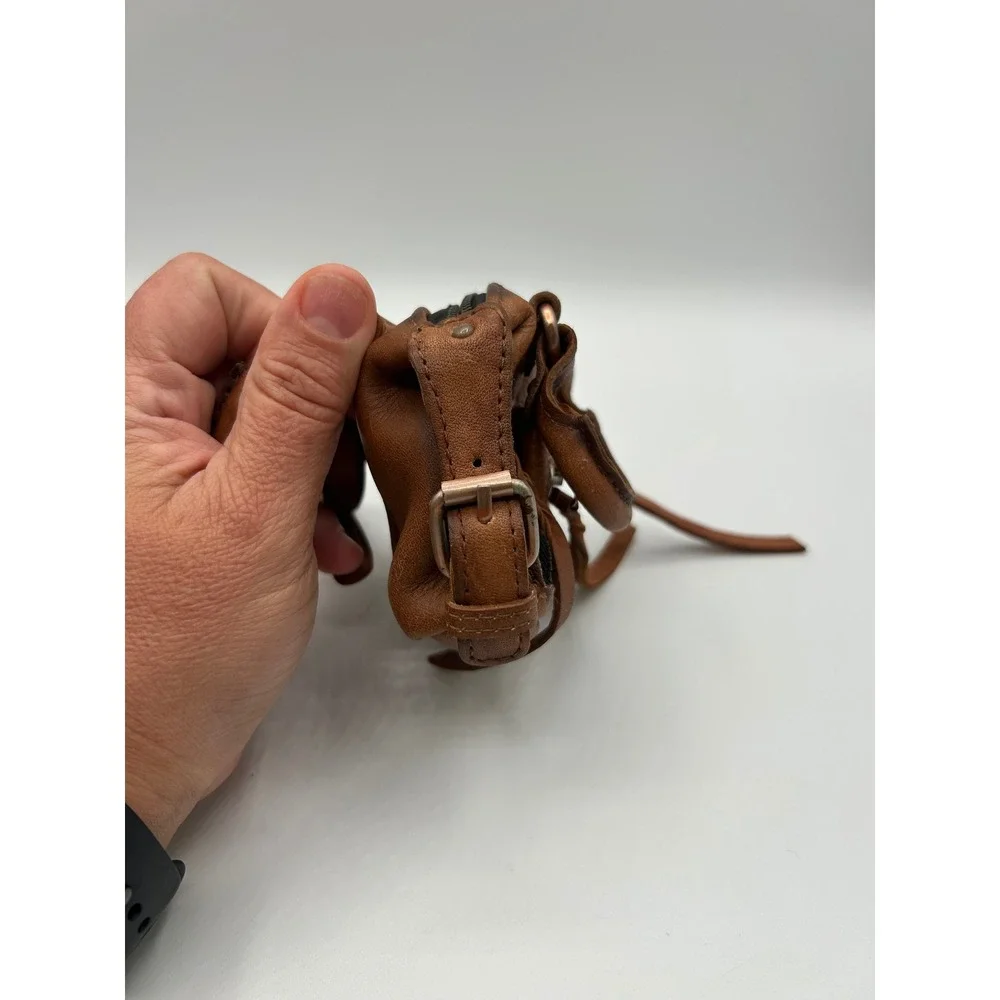 Free People Micro Emerson Mini Bag Brown Leather Crossbody Boho Distressed